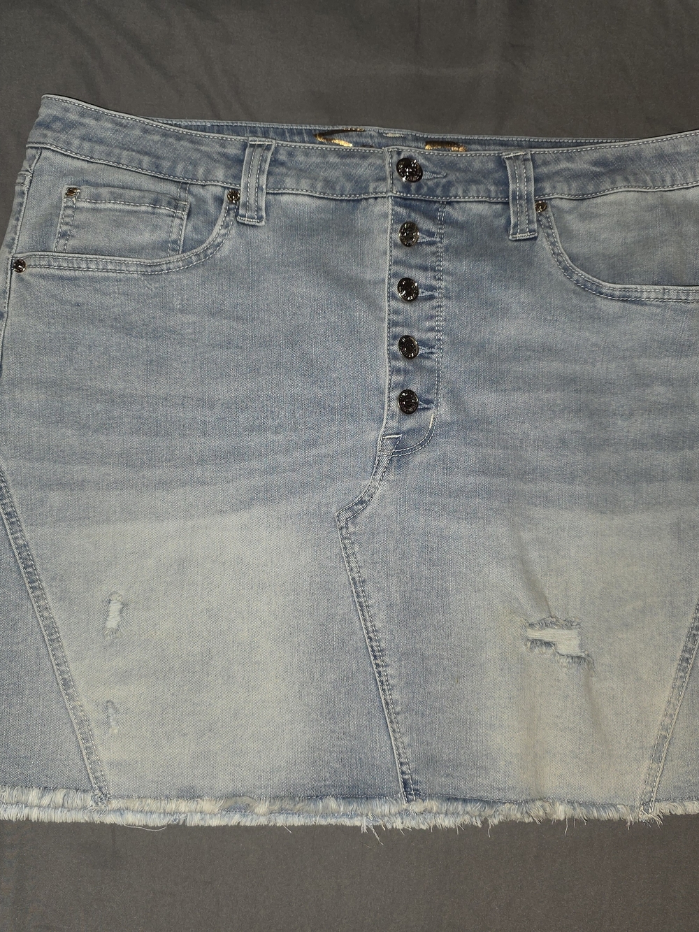 Seven7 Light Blue Distressed Denim Skirt